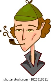 Guy mit Raucherpfeife, Illustration, Vektorgrafik auf weißem Hintergrund