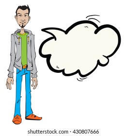 guy with speech bubble standing cartoon