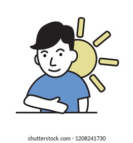 Guy spending time outside. Cartoon flat design icon. Flat vector illustration. Isolated on white background.