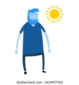 Guy spending time outside. Cartoon flat design icon. Flat vector illustration. Isolated on white background.