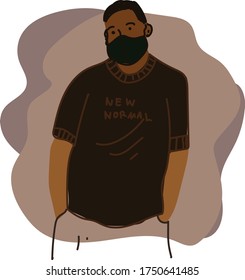 Guy standing with mask, new normal, covid19 era