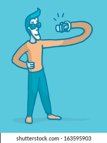 Guy stretching to take a self picture
