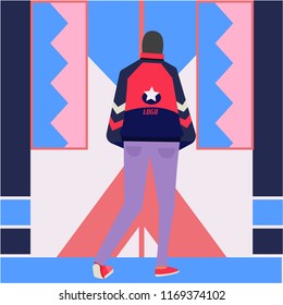guy in stylish clothes of the 1980s
