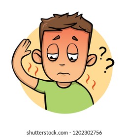 Guy suffering with shoulder pain or sunburn. Flat design icon. Colorful flat vector illustration. Isolated on white background.
