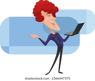 Guy in suit with tie, illustration, vector on a white background.