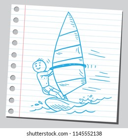 Guy surfing on wind board
