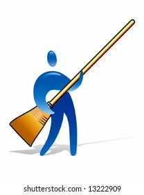 Guy with sweep brush