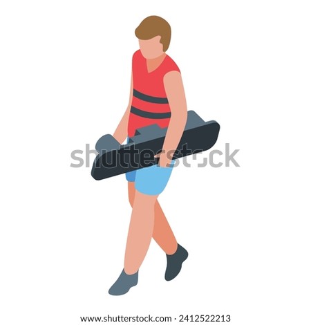 Guy take flyboard icon isometric vector. Diver fly deep. Air action