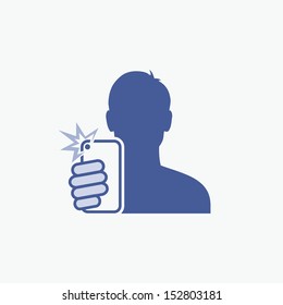 Guy taking self photo icon - vector illustration