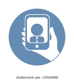 Guy taking self photo icon - vector illustration 