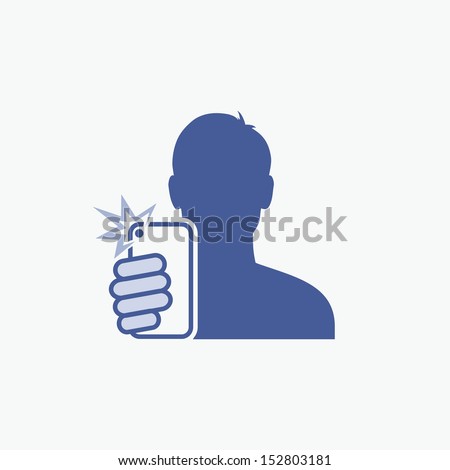 Guy taking self photo icon - vector illustration