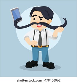 guy taking selfie with his moustache