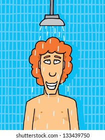 Guy taking a shower