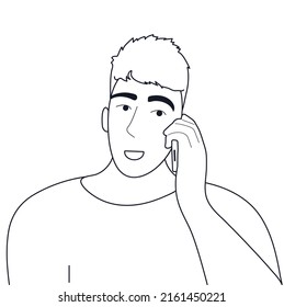 The guy is talking on the phone. Vector, white background.