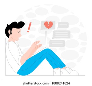 Guy texting with someone on white background vector illustration cartoon flat modern style 