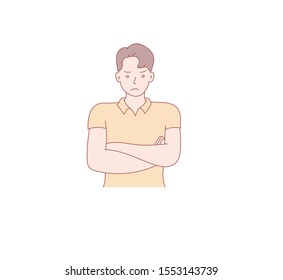 The guy thought and reasoned. Hand drawn style vector design illustration. Vector design style for website, brochure, newspaper.