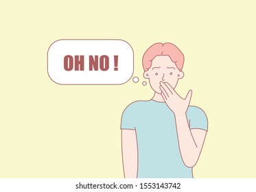 The guy thought and reasoned. Hand drawn style vector design illustration. Vector design style for website, brochure, newspaper.