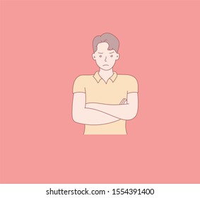 The guy thought and reasoned. Hand drawn style vector design illustration. Vector design style for website, brochure, newspaper.