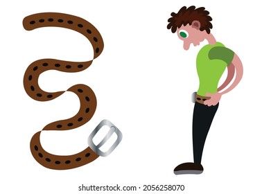 A guy trying on a leather belt