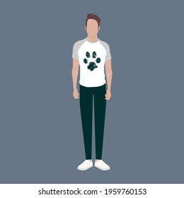 The guy in the t-shirt jeans and moccasins. Vector stock illustration eps10. 