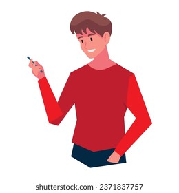 guy using smartphone illustration isolated