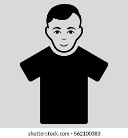 Guy vector icon. Flat black symbol. Pictogram is isolated on a light gray background. Designed for web and software interfaces.