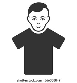 Guy vector icon. Flat gray symbol. Pictogram is isolated on a white background. Designed for web and software interfaces.