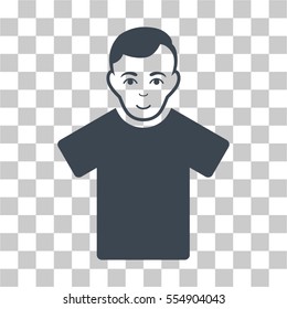 Guy vector icon. Illustration style is flat iconic smooth blue symbol on a chess transparent background.