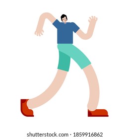 El tipo está caminando aislado. Ilustración del vector de caminata masculina