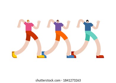El tipo está andando. Ilustración del vector de caminata masculina