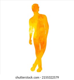 guy watercolor silhouette, on white background, isolated, vector