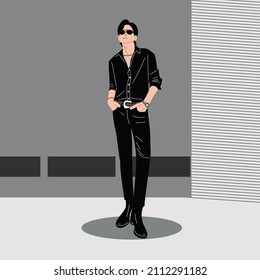 The guy wearing black glasses is dynamic and confident