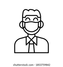 Guy wearing face mask line icon