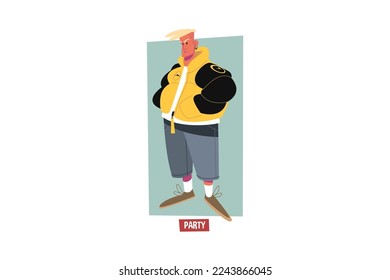 Guy wearing fashionable casual clothes vector illustration. Dude in stylish jeans and casual coat flat style concept. Street style concept