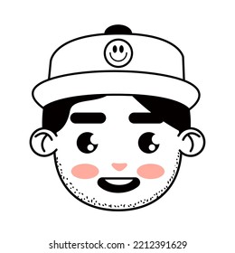 tipo con un icono de la cara de sombrero aislado