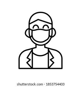 Guy wearing mask line icon