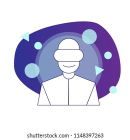 guy wearing virtual reality glasses