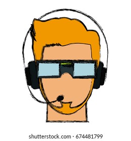 guy wearing vr headset goggles concept