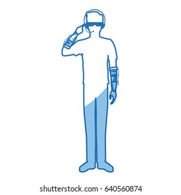 guy wearing vr headset - virtual reality glasses concept