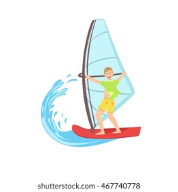 Guy Windsurfing At The Sea