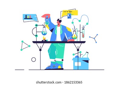 Guy working on chemical objects in the laboratory