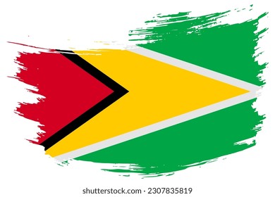 Guyana brush stroke flag vector background. Hand drawn grunge style Guyanese painted isolated banner. svg