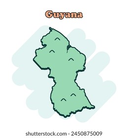 Guyana Cartoon farbige Karte Symbol in Comic-Stil. Piktogramm zur Darstellung von Country. In: Nation Geography Atlas Business Concept.	