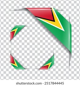 Guyana corner national flag with shadow
