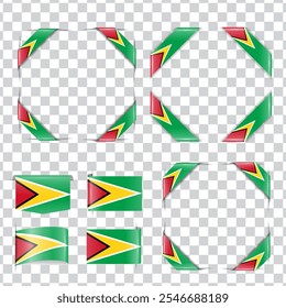 Bandera nacional de la esquina de Guyana con sombra