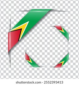 Bandeira nacional do canto da Guiana com sombra