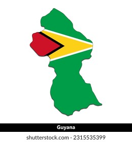 País de Guyana: Mapa de bandera