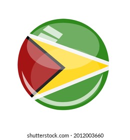 Guyana country flag vector round and glossy