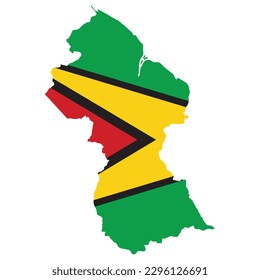 Guyana Country in South America vector illustration map and flag logo design