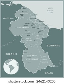 Guyana - detailed map with administrative divisions country. Vector illustration